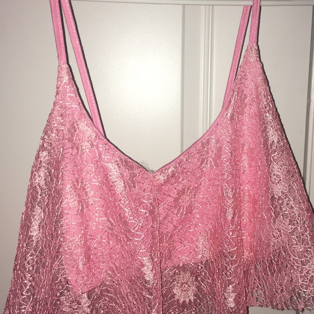 Pink lace crop top